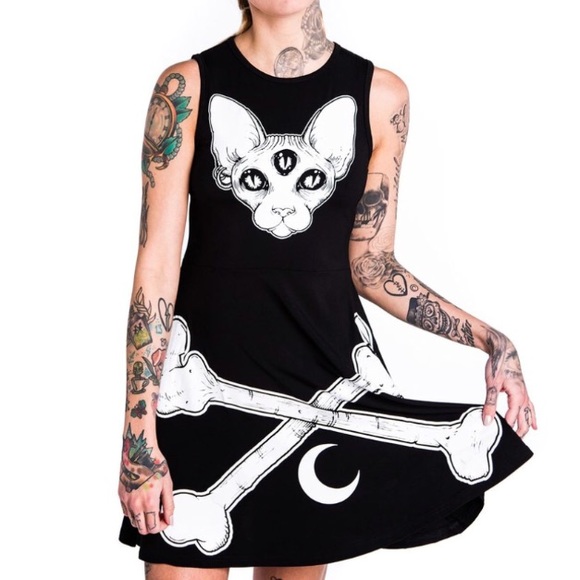 Third Eye Sphynx Cat Skater Mini Dress - Picture 3 of 7